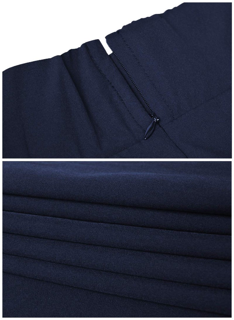 RANPHEE Navy Blue Skirt Women Faldas de Mujer Ladies High Waisted Ankle Length Maxi Aline Long Skirts with Pockets L - Image 5